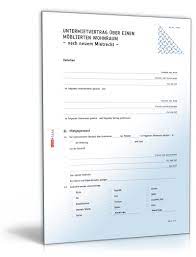 Die schriftliche zustimmung des vermieters liegt dem untermieter vor. Untermietvertrag Moblierte Wohnung Muster Zum Download