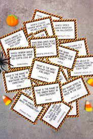 At your next halloween party, play these new and fun games that are great for kids and adults alike. Printable Halloween Trivia Game Happiness Is Homemade