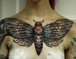 Deaths Head Moth Chest Tattoos For Women Chest Tattoo Tattoos