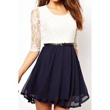 Women S Graceful Color Matching Pleated Lace Splicing Half Sleeve Dress Lace Dress With Sleeves Half Sleeve Dresses Chiffon Lace Dress