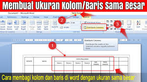 Cara Membuat Ukuran Kolom Dan Baris Sama Di Microsoft Word Youtube