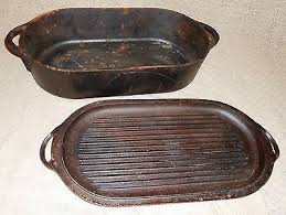 Old Cast Iron Deep Fish Fryer Roasting Pan 3060 Made In Usa W 3093 Griddle Lid Fish Fryer Roasting Pan Cast Iron