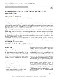 Maybe you would like to learn more about one of these? Disordered Eating Behaviours And Correlates In Yoga Practitioners A Systematic Review Request Pdf