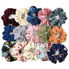 Amazon Com Homerove 15pcs Hair Scrunchies Velvet Chiffon Cotton Elastic Hair Bands Scrunch Girls Hair Accessories Elastic Hair Bands Scrunchie Hairstyles