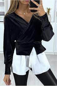 Check spelling or type a new query. Black And White Velvet Top Crossed At The Bust 2 In 1 Women S Clothing