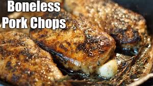 Skillet frying makes for a more flavorful chop while saving you searing pork chops on a gas grill or broiler knocks out fat and locks in moisture, leaving you with perfectly cooked entree you can feel good about filling. How To Make Juicy Boneless Pork Chops Pork Chops Recipe Must Try Youtube