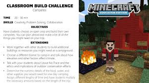Education edition to design and build a solution that supports sustainable communities and reduces inequities for everyone; Minecraft Education Edition Ar Twitter In This Activity Of The Week Students Are Challenged To Design And Build Their Own Campsite In Minecraft Discuss Climate Conservation And How To Respect Nature