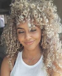 Blonde Medium Length Naturally Curly Hair Ice Blonde Hair Curly Hair Styles Naturally Dark Skin Blonde Hair