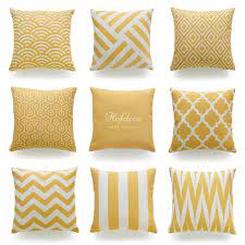 Color block pillow covers, mix match floral geometric pillow case, blue yellow beige taupe cushion covers, throw pillows for couch. Decorative Throw Pillow Case Mustard Yellow Heavy Weight Fabric Cushion Cover 18 Hof Cont Yellow Throw Pillows Pillow Decorative Bedroom Yellow Couch Pillows