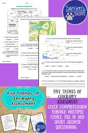 5 Themes Of Geography Assessment Five Themes Of Geography Geography Worksheets Geography For Kids