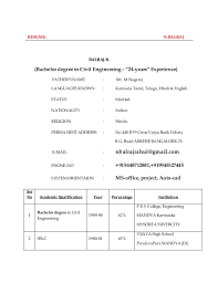 Bio data for job fresher. Bio Data A