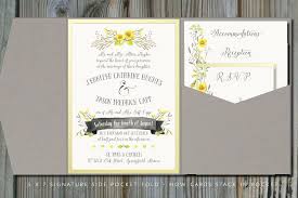 Pocket folds for wedding invitations. Summery Yellow Gray Pocket Fold Wedding Invitation Envelopme Com