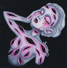 This is the account for you! Creepy Cute Eyeball Girl Oil Painting Scary Paintings Eyeball Art Scary Art