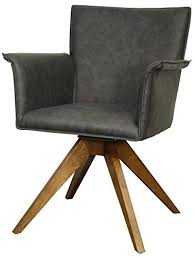 Addison Pu Leather Swivel Arm Chair Walnut Brown Legs Antique Gray Upholstered Dining Chairs Swivel Dining Chairs Swivel Chair