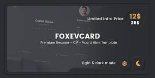 Top 28 free bootstrap html online resume templates to build professional & simple responsive cv website resume, online cv, portfolio, professional vcard, personal curriculum vitae website or whatever you prefer calling it, the important thing is these are an awesome tool to impress the employers or recruiters remarkably. Foxevcard Premium Resume Cv Html Template Bootstrap4