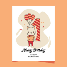 Je suis tellement heureux de franchir cette étape essentielle à tes côtés. 1ere Carte D Invitation De Fete D Anniversaire Avec Dessin Anime Bebe Animal Chat Telecharger Vectoriel Gratuit Clipart Graphique Vecteur Dessins Et Pictogramme Gratuit