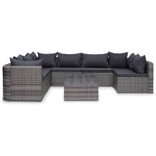 Kreieren sie einen stattlichen essbereich im garten. 8 Tlg Garten Lounge Set Mit Auflagen Poly Rattan Grau