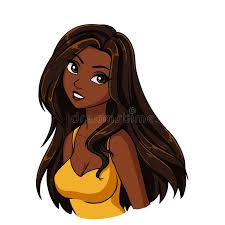 Long straight hair shine with. Beautiful Cartoon Smiling Girl Portrait Long Brown Hair Big Black Eyes Yellow Shirt Stock Illustration Illustration Of Brown Femininity 139380567