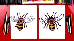 Add to the bee's legs to give them some depth. How To Draw A Realistic Bee Art For Kids Hub