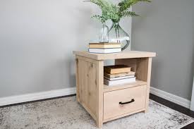 Cut the wooden components of the bottom shelf frame at the right size and attach them to the legs of the side table with galvanized screws. How To Build A Side Table With Storage Addicted 2 Diy