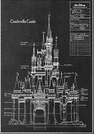 Disney Cinderella S Castle Blueprint Would Be Cute To Print Out And Frame For A Little Girls Room Disney Castle Vintage Disney Cinderella Castle