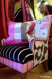 Upholstered Vintage Black White And Pink Chair In Designers Guild Fabric Pink Chair Vintage Chairs Upholstered Chairs