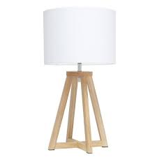 Comes with a long cord that allows the lamp to connect to distant wall outlet. Simple Designs 19 In Natural Wood Interlocked Triangular Table Lamp With White Fabric Shade Lt1069 Nwh The Home Depot