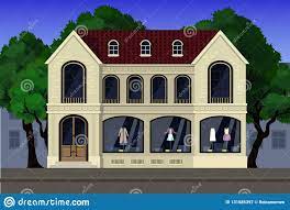 A Store Of Elite Clothing Located On The First Floor Of The House In A Classic Style Stock Vector Illustration Of Design Accessories 131585397