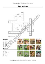 Printable crossword puzzles for kids. Baby Animals Crosswords Puzzle Esl Worksheet By Danielaa