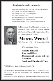 Traueranzeigen von Marcus Wenzel