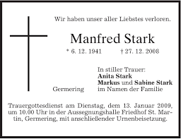 Traueranzeigen von Manfred Stark