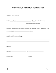 Oftentimes, a doctor or physician will advise a. Free Pregnancy Verification Form Pdf Word Eforms