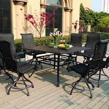 Bar Height Patio Set With Swivel Chairs Bar Height Patio Set With Swivel Chairs Darlee Victoria 9 Piece Resin Wicker C Patio Bar Set Bar Height Patio Set Patio