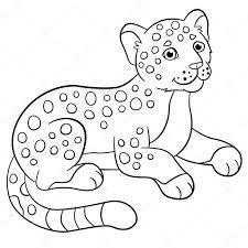 Coloring Pages Little Cute Baby Jaguar Smiles Stock Vector Image By C Ya Mayka 116838500