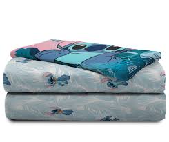 Fits a full/queen size bed. Lilo Stitch Blue Pink Tropical Flowers Kids Bed In A Bag Bedding Set W Reversible Comforter Walmart Com Walmart Com