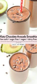 Keto Chocolate Avocado Smoothie An Healthy Keto Avocado Smoothie Dairy Free Using Almond Mil Chocolate Avocado Smoothie Avocado Smoothie Keto Smoothie Recipes