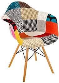 Costello Hq Patchwork Eiffel Retro Lounge Leisure Chair Outdoor Sun Patio Garden Seat Plastic Office Tulip Tub D Patchwork Chair Fabric Armchairs Chair Fabric