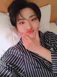 Ateez Ateezkpop Seonghwa Parkseonghwa Selfie Selca Pout Squish Cute Aegyo Pyjamas Bed Blackhair 2019 Woo Young Jung Woo Young Kim Hongjoong