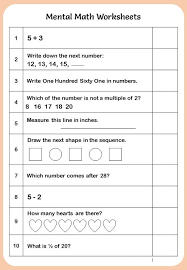printable mental math worksheets for 1st grade mental maths worksheets mental math math workbook