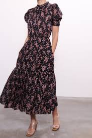 Ulla Johnson Corrine Dress In Jet Dresses Ulla Johnson Short Sleeve Dresses