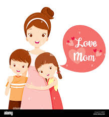 Hijo E Hija Abrazando A Su Madre El Dia De Las Madres Abrazar Abrazo El Hermano El Amor Los Hijos Imagen Vector De Stock Alamy