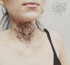 Throattattoo Throat Necktattoo Mandala Lotus Lotusmandala Lotustattoo Ornaments Ornamentaltattoo Throat Tattoo Flower Neck Tattoo Neck Tattoos Women