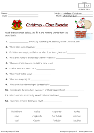 Christmas Worksheet Cloze Exercise Christmas Worksheets Christmas Writing Paper Christmas Writing