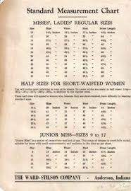 vintage ward stilson standard measurement chart 1950s a