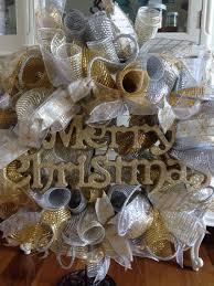 Silver And Gold Deco Mesh Christmas Wreath By Andi From Desert Cottage Couture Deco Mesh Christmas Wreaths Christmas Wreaths Christmas Mesh Wreaths