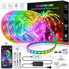 Amazon Com 50ft Led Strip Lights Tinocor Color Changing Led Lights Strip Bluetooth 450 Leds Rgb 5050 Tape L Strip Lighting Led Light Strips Led Strip Lighting