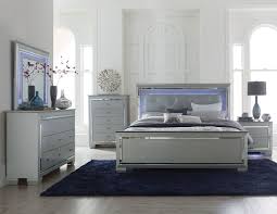 Homelegance Allura Modern Bed Silver With Touch Engaged Led Lighting In 2020 Grey Bedroom Furniture White And Silver Bedroom Bedroom Set