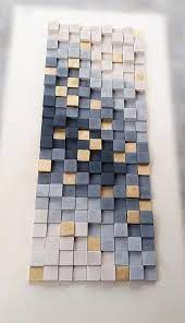 Wall Art Wooden Wall Decor Wood Wall Sculpture Rustic Wooden Mosaic Modern Wood Art Wall Hanging 3d Wall Art Gray And Gold Abstract Wood Wall Sculpture Rustic Wood Walls Wooden Wall