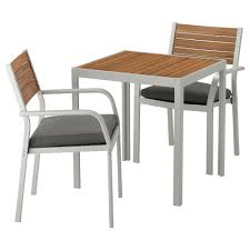 Sjalland Table 2 Armchairs Outdoor Light Brown Froson Duvholmen Dark Gray Ikea Dining Furniture Wooden Outdoor Furniture Bistro Set