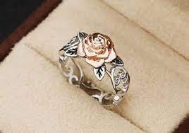 Bliss Women S Copper Plated Rose Gold Two Color Flower Ring Walmart Com Rose Gold Fashion Ring Party Jewelry Silver Rose Ring
